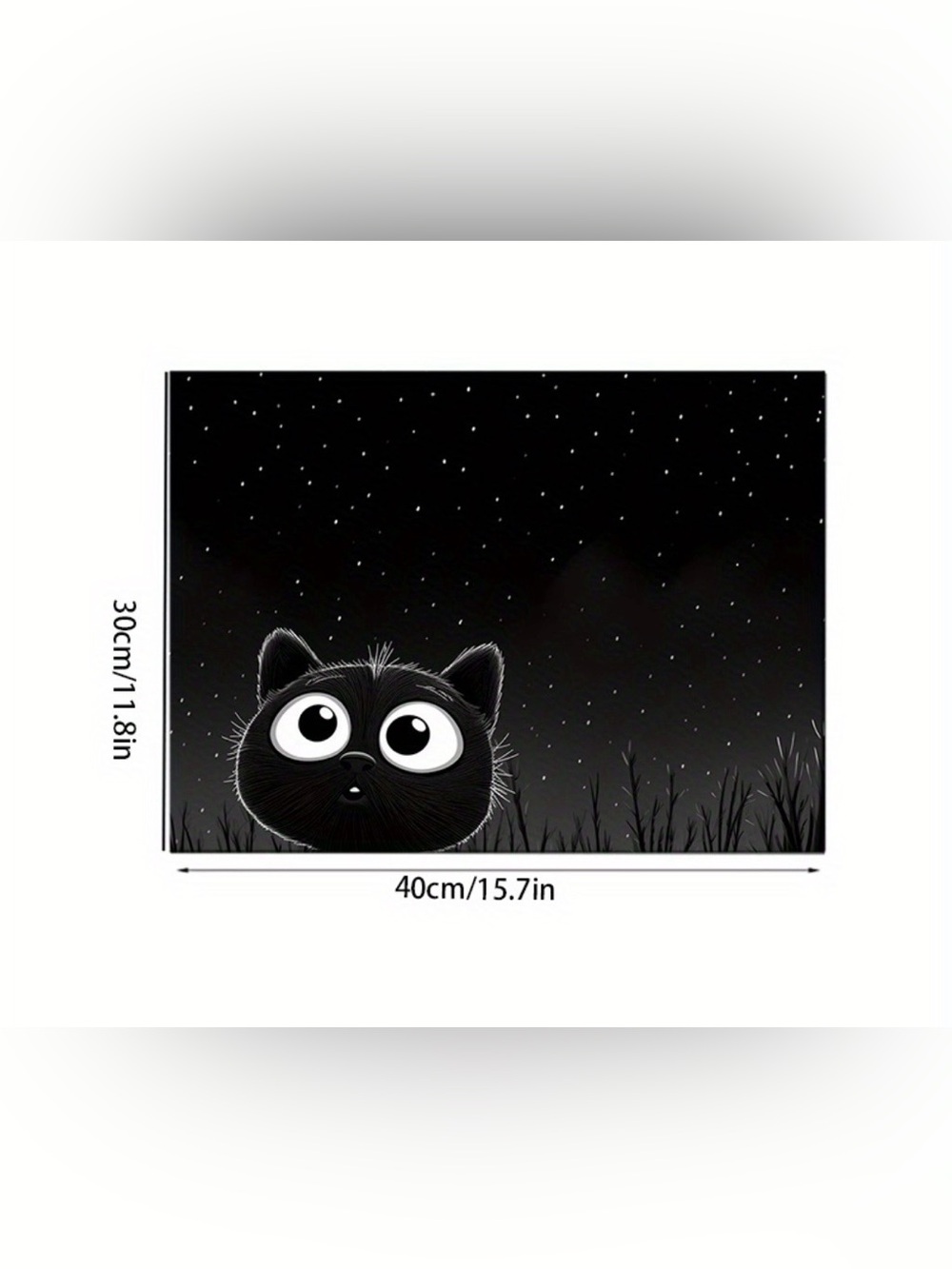 Black Cat-Themed Pet Feeding Mat with Starry Design - Black - Picture 3 of 5